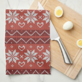 Oogstbeker Scandinavian Knit Red Heart Theedoek (Quarter Fold)