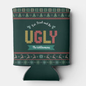 Oogstbeker Scandinavische Knit Jouw naam Green Blikjeskoeler (Achterkant)