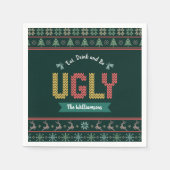 Oogstbeker Scandinavische Knit Jouw naam Green Servet (Voorkant)