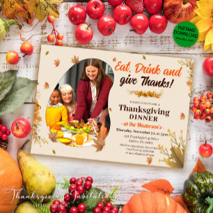 Oogstbladeren Familiefoto Thanksgiving Kaart