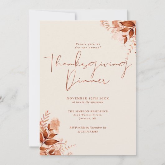 Oogstbladeren Thanksgiving-diner Feestdagenkaart (Voorkant)