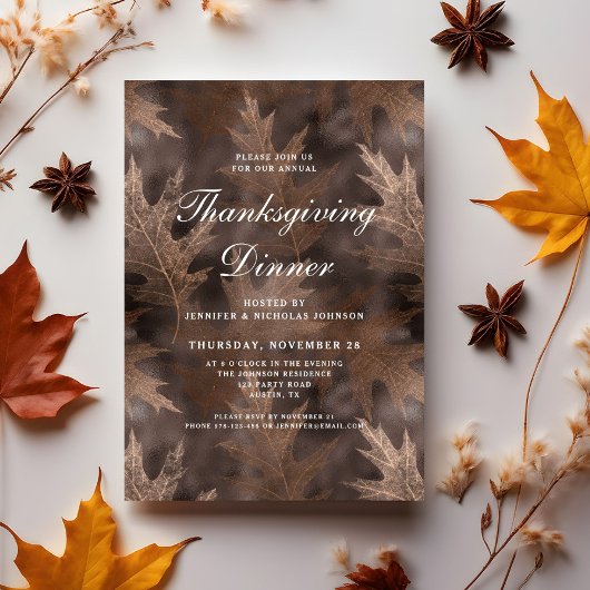 Oogstbladeren Thanksgiving-diner Kaart