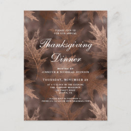 Oogstbladeren Thanksgiving-diner  Uitnodiging Briefkaart