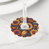 "Oogstbloem" Wijnglaslabel (Dichtbij)