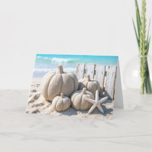 Oogstdag Strand Zand Pompoenen Kaart