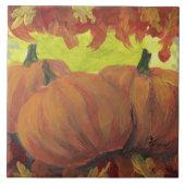 Oogstdagpompoenen #1 Herfst Bladeren Tegeltje (Voorkant)