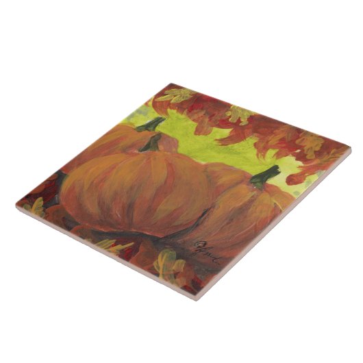 Oogstdagpompoenen #1 Herfst Bladeren Tegeltje (Zijkant)