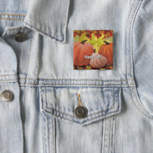 Oogstdagpompoenen #2 Herfst Herfstbladeren Vierkante Button 5,1 Cm