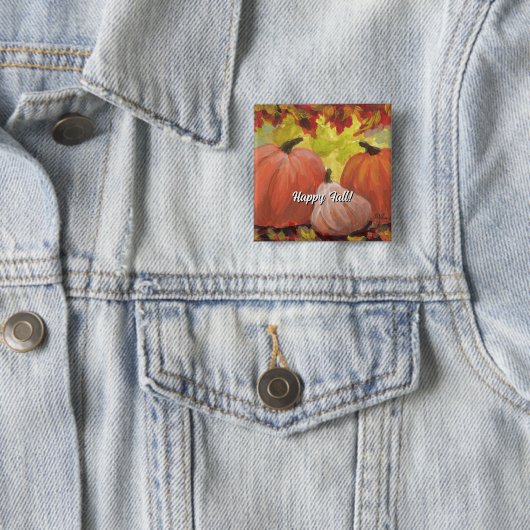 Oogstdagpompoenen #2 Herfst Herfstbladeren Vierkante Button 5,1 Cm (In situ)