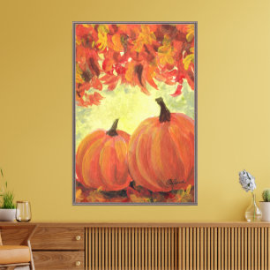 Oogstdagpompoenen #3 Herfst Herfstbladeren Canvas Afdruk