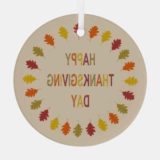 Oogstdank Eikebladeren Glas Ornament (Achterkant)