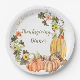 Oogstdank Pumpkins Butternut Salie Oranje Papieren Bordje