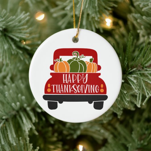 Oogstdank Truck Keramisch Ornament (Boom)