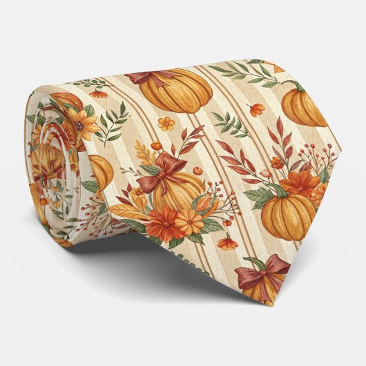 Oogstdankdag Pompoen Oogst Herfst Patroon Stropdas (Opgerold)