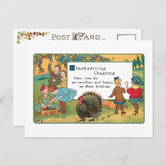  oogsten Kinderen en Thanksgiving Verse Feestdagenkaart (Voorkant / Achterkant)