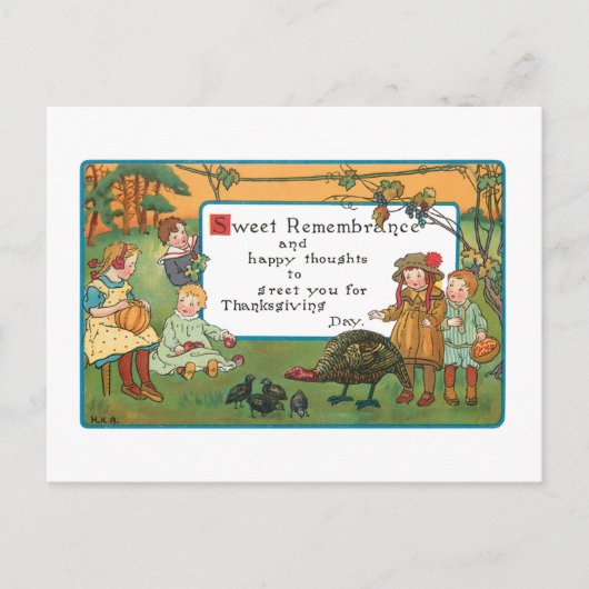  oogsten Kinderen en Thanksgiving Verse Feestdagenkaart (Voorkant)