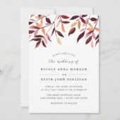 oogsten | Waterverf Foliage bruiloft uitnodiging (Voorkant)