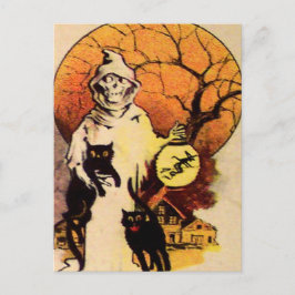 Oogster Zwarte Kat (Oude Halloweenkaart) Briefkaart