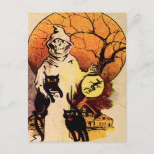 Oogster Zwarte Kat (Oude Halloweenkaart) Briefkaart