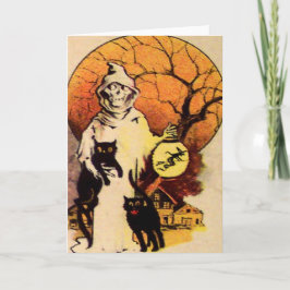 Oogster Zwarte Kat (Oude Halloweenkaart) Kaart