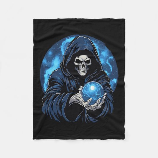 Oogsterf Skelet Halloween  Fleece Deken (Voorkant)