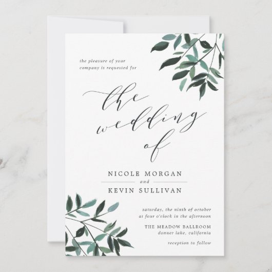 Oogstfase | Waterverf bruiloft uitnodiging (Voorkant)