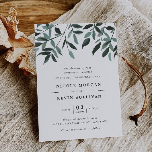 Oogstfase | Waterverf bruiloft uitnodiging