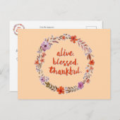 Oogstfeest bloemenkrans met boodschap briefkaart (Voorkant / Achterkant)