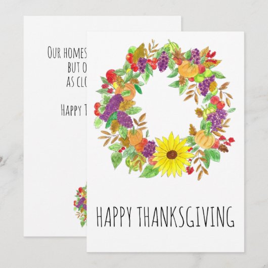 Oogstfeest herfstkrans in aquarel feestdagenkaart (Voorkant / Achterkant)