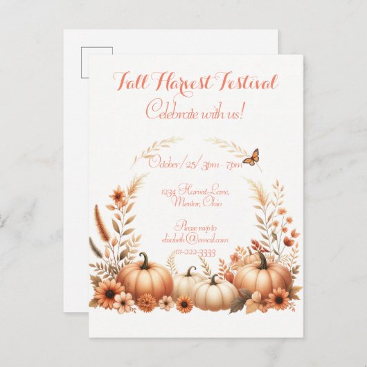 Oogstfeest in de herfst uitnodiging briefkaart (Voorkant / Achterkant)