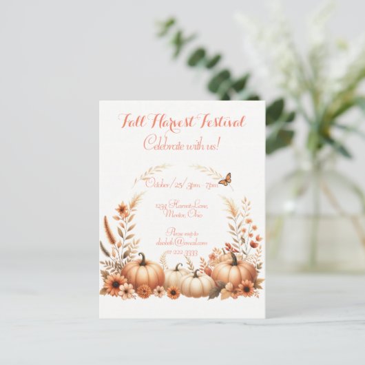 Oogstfeest in de herfst uitnodiging briefkaart (Staand voorkant)