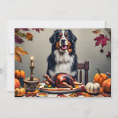 Oogstfeest met Berner Hond Happy Thanksgiving Feestdagenkaart (Voorkant)