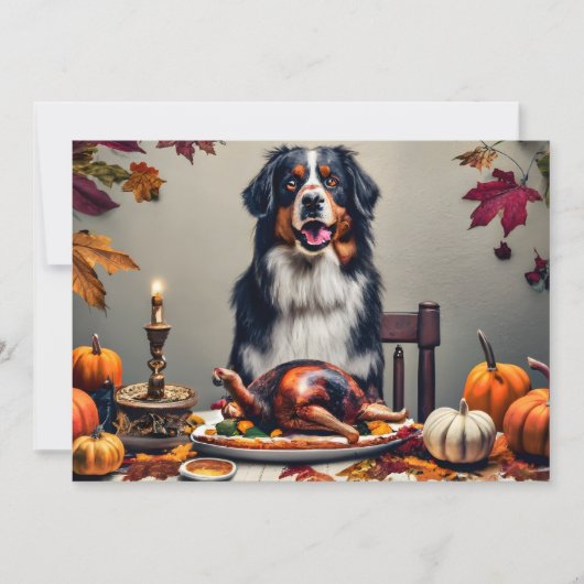 Oogstfeest met Berner Hond Happy Thanksgiving Feestdagenkaart (Voorkant)