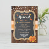 Oogstfeest Pompoen Event Krijt Gingham Kaart (Staand voorkant)