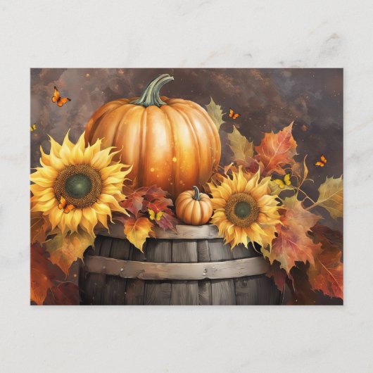Oogstfeest Pompoen Herfstblad Holiday Feestdagenkaart (Voorkant)