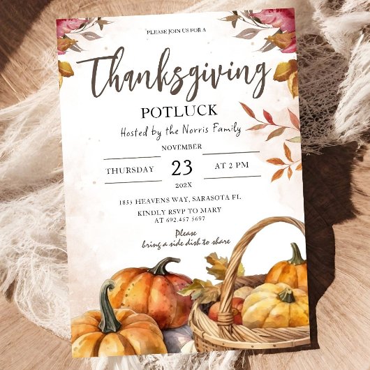 Oogstfeest Potluck Pompoenen Herfst Dankbaar Rusti Kaart