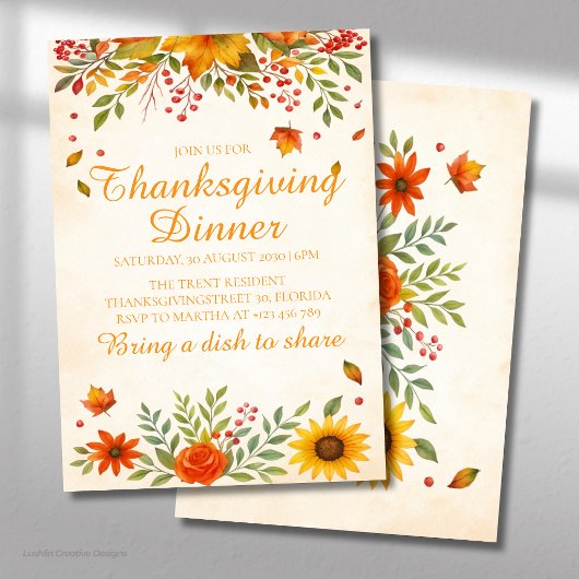 Oogstfeest Thanksgiving-diner Kaart