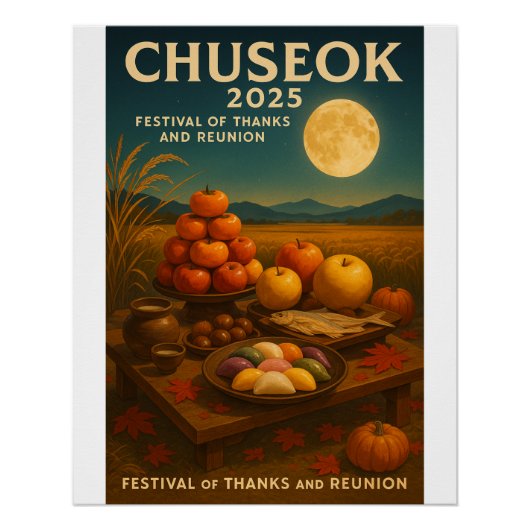 Oogstfeest & Volle Maan" – Chuseok 2025 Perfect Poster (Voorkant)