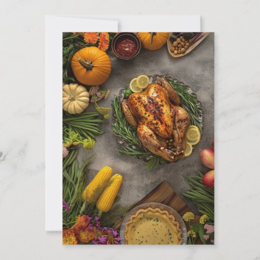 Oogstfeest w / Turkije Thanksgiving Uitnodiging (Achterkant)