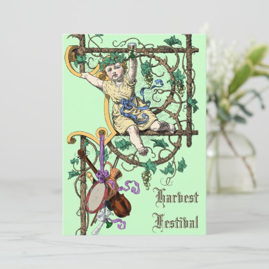 Oogstfestival herfstwijnbeurs  stijl kaart (Staand voorkant)