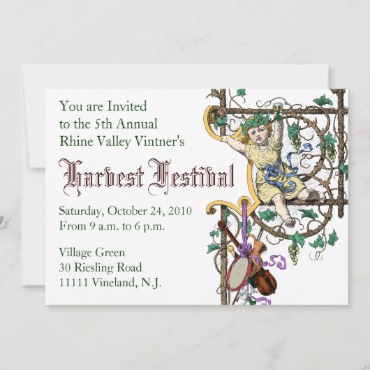 Oogstfestival herfstwijnbeurs  stijl kaart (Achterkant)