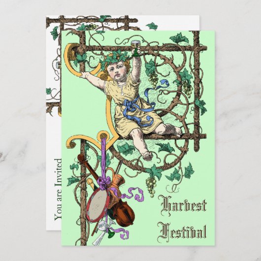 Oogstfestival herfstwijnbeurs  stijl kaart (Voorkant / Achterkant)