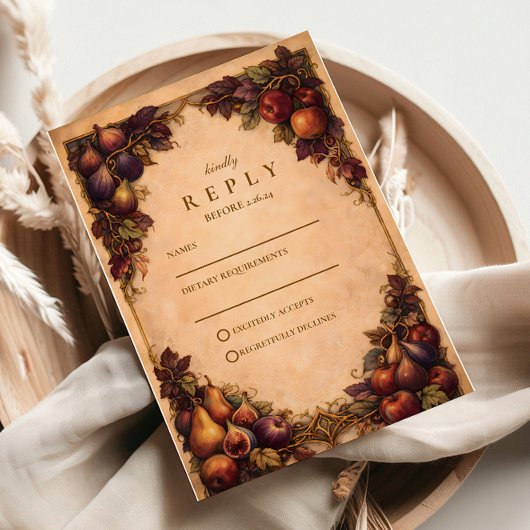 Oogstfruit Bruiloft Herfst RSVP Kaartje