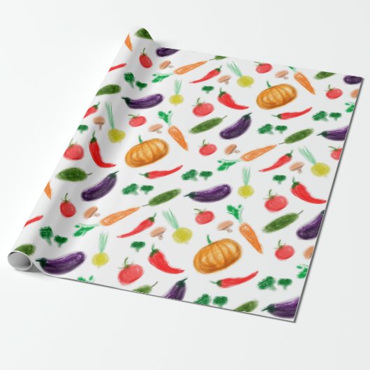 Oogstgroenten tomatenpaprika, paddenstoel c cadeaupapier (Uitgerold)