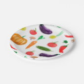 Oogstgroenten tomatenpaprika, paddenstoel c papieren bordje (Gekanteld)