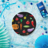 Oogstgroenten tomatenpaprika, paddenstoel c papieren bordje (Feest)