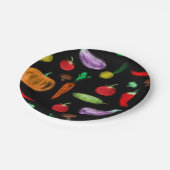 Oogstgroenten tomatenpaprika, paddenstoel c papieren bordje (Gekanteld)