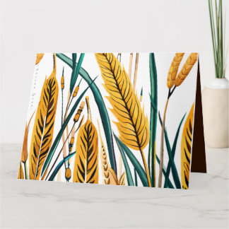 Oogstharmonie: Een Tarwepatroon op een Witte Canva Kaart