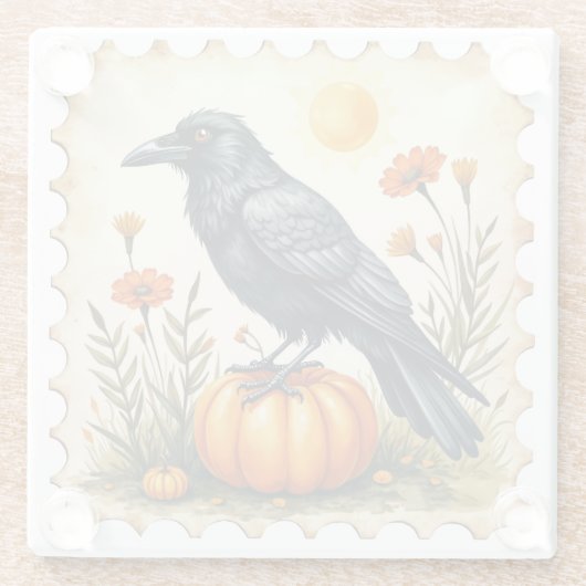 Oogstkijker: het Crow & Pumpkin-Onderzetter Glazen Onderzetter (Achterkant)