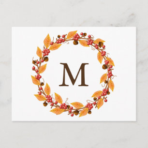 Oogstkrans Monogram Aangepast Briefkaart